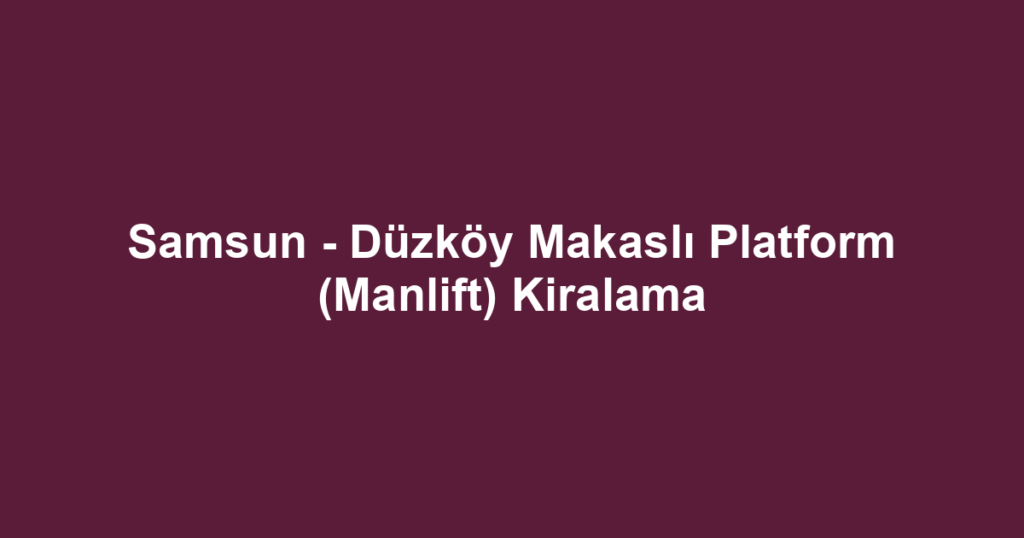Samsun - Düzköy Makaslı Platform (Manlift) Kiralama