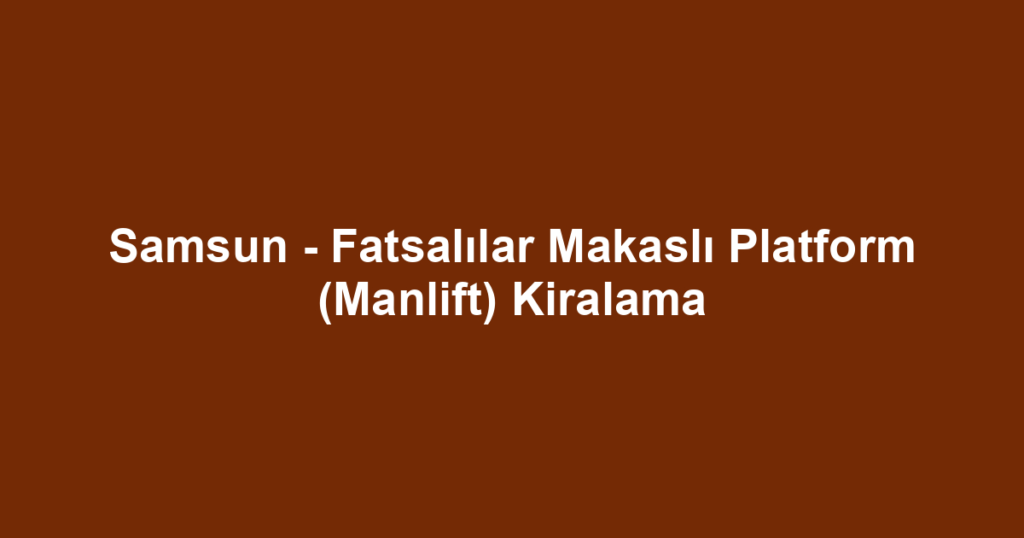 Samsun - Fatsalılar Makaslı Platform (Manlift) Kiralama