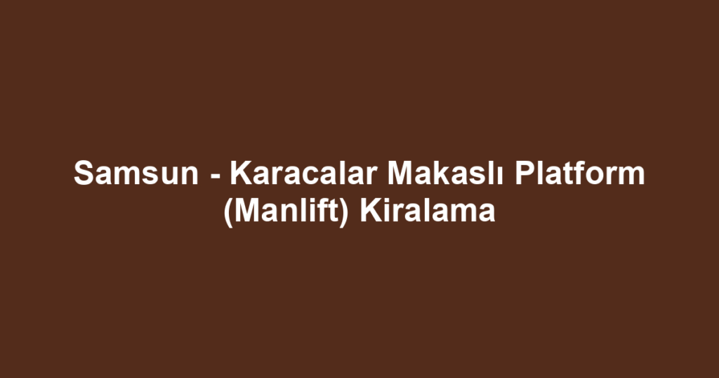 Samsun - Karacalar Makaslı Platform (Manlift) Kiralama