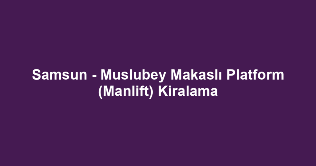 Samsun - Muslubey Makaslı Platform (Manlift) Kiralama
