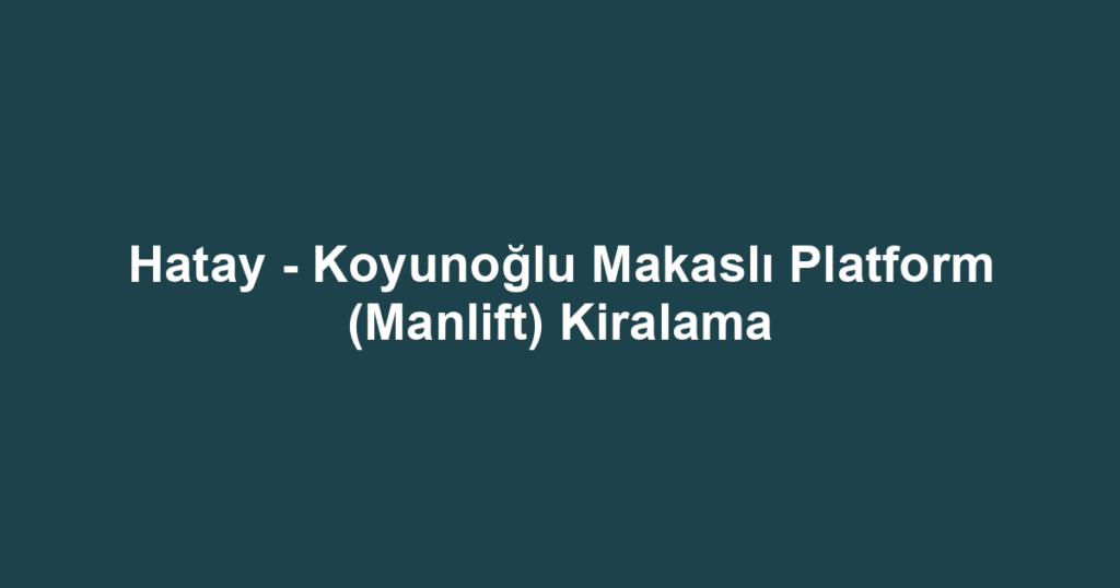 Hatay - Koyunoğlu Makaslı Platform (Manlift) Kiralama