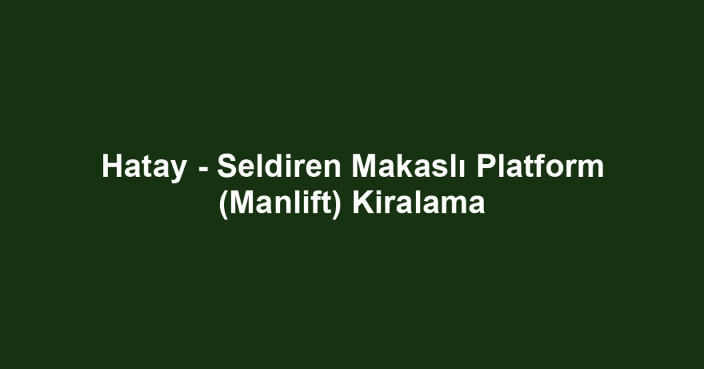 Hatay - Seldiren Makaslı Platform (Manlift) Kiralama