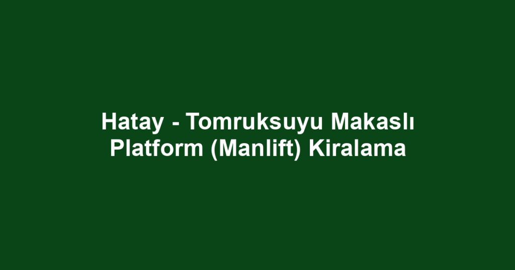Hatay - Tomruksuyu Makaslı Platform (Manlift) Kiralama
