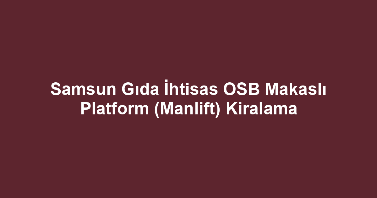 Samsun Gıda İhtisas OSB Makaslı Platform (Manlift) Kiralama