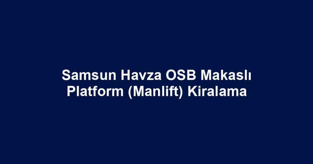 Samsun Havza OSB Makaslı Platform (Manlift) Kiralama