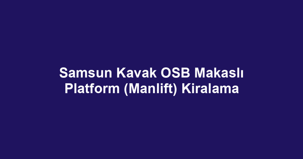 Samsun Kavak OSB Makaslı Platform (Manlift) Kiralama