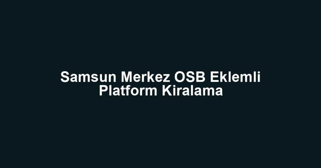 Samsun Merkez OSB Eklemli Platform Kiralama