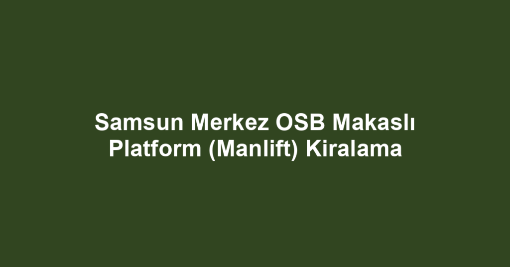 Samsun Merkez OSB Makaslı Platform (Manlift) Kiralama