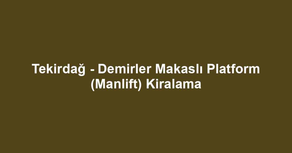 Tekirdağ - Demirler Makaslı Platform (Manlift) Kiralama