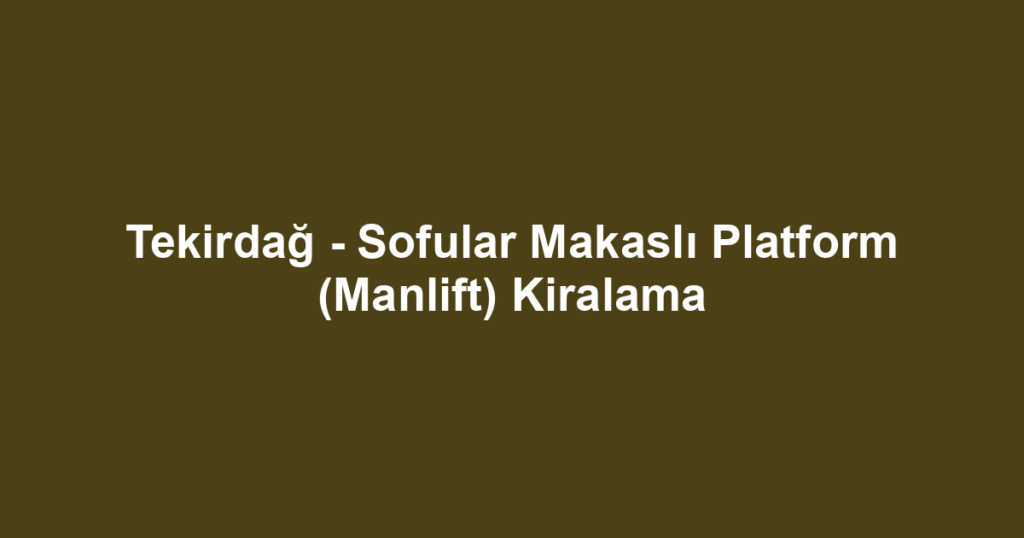 Tekirdağ - Sofular Makaslı Platform (Manlift) Kiralama