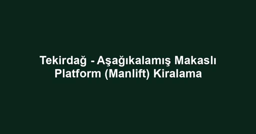 Tekirdağ - Aşağıkalamış Makaslı Platform (Manlift) Kiralama