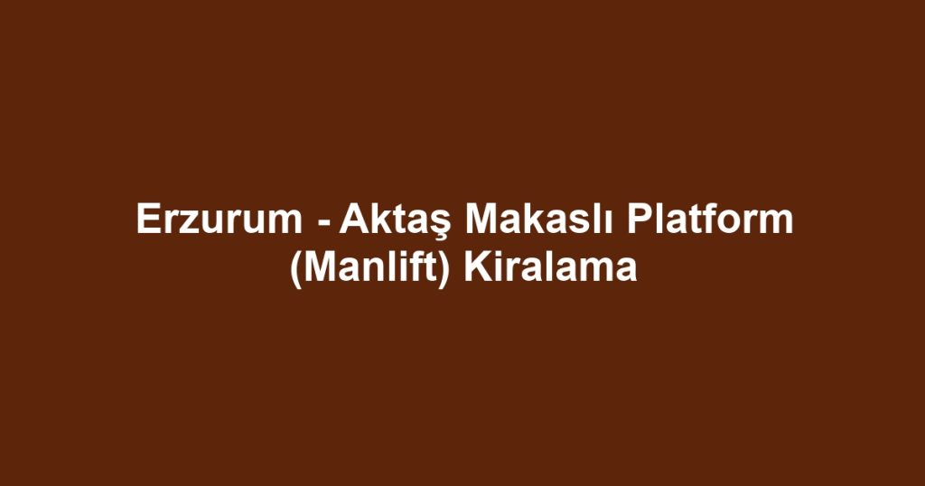 Erzurum - Aktaş Makaslı Platform (Manlift) Kiralama
