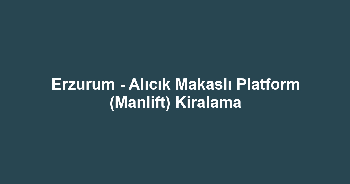 Erzurum - Alıcık Makaslı Platform (Manlift) Kiralama