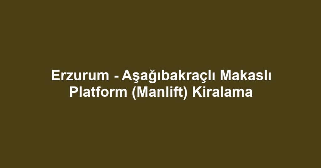 Erzurum - Aşağıbakraçlı Makaslı Platform (Manlift) Kiralama