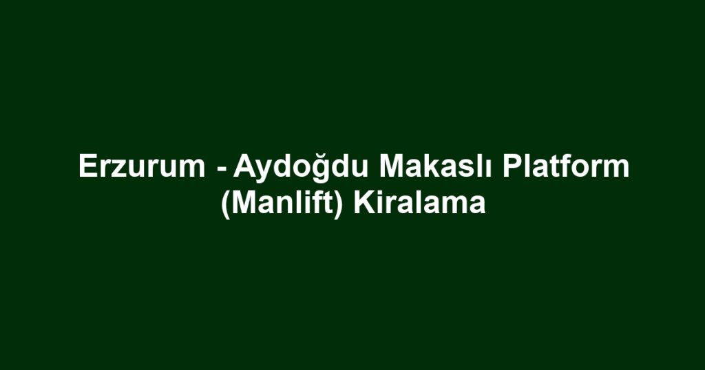 Erzurum - Aydoğdu Makaslı Platform (Manlift) Kiralama