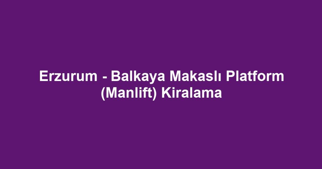 Erzurum - Balkaya Makaslı Platform (Manlift) Kiralama