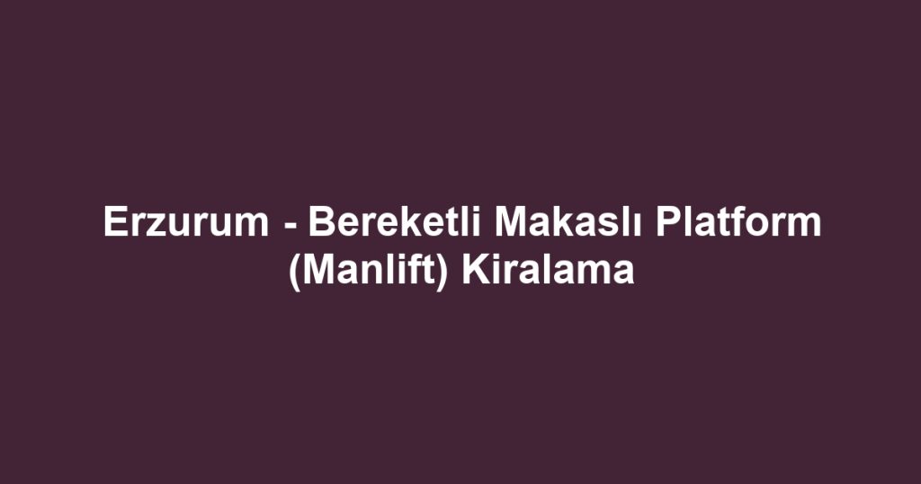 Erzurum - Bereketli Makaslı Platform (Manlift) Kiralama