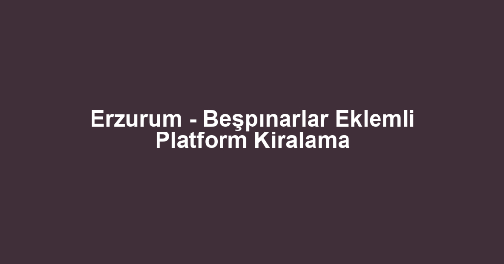 Erzurum - Beşpınarlar Eklemli Platform Kiralama