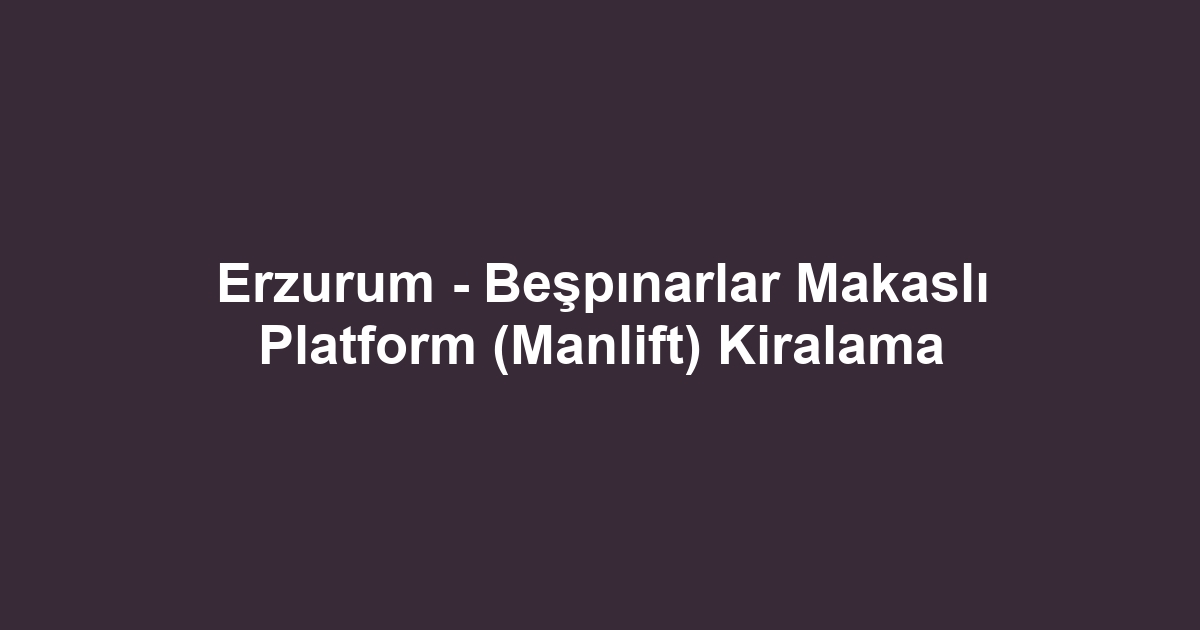 Erzurum - Beşpınarlar Makaslı Platform (Manlift) Kiralama