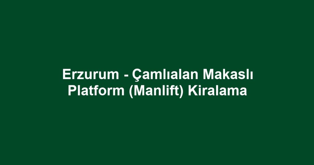 Erzurum - Çamlıalan Makaslı Platform (Manlift) Kiralama