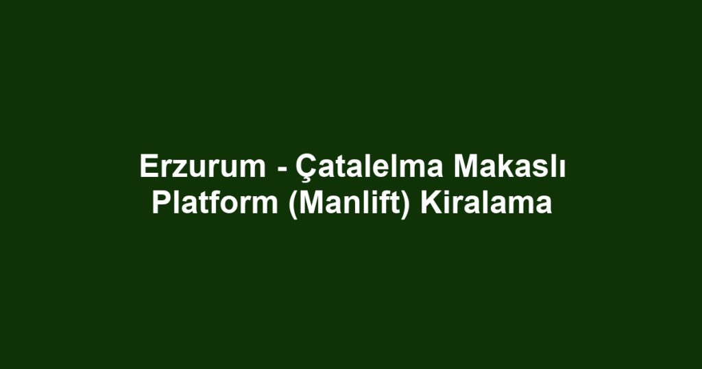 Erzurum - Çatalelma Makaslı Platform (Manlift) Kiralama