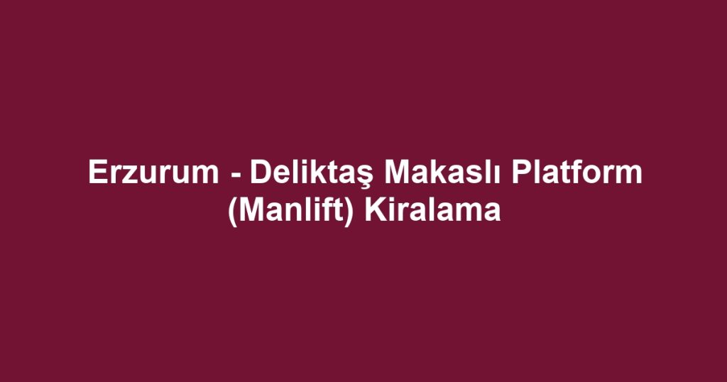 Erzurum - Deliktaş Makaslı Platform (Manlift) Kiralama