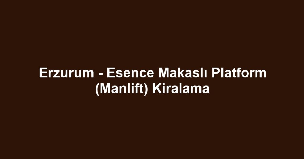 Erzurum - Esence Makaslı Platform (Manlift) Kiralama