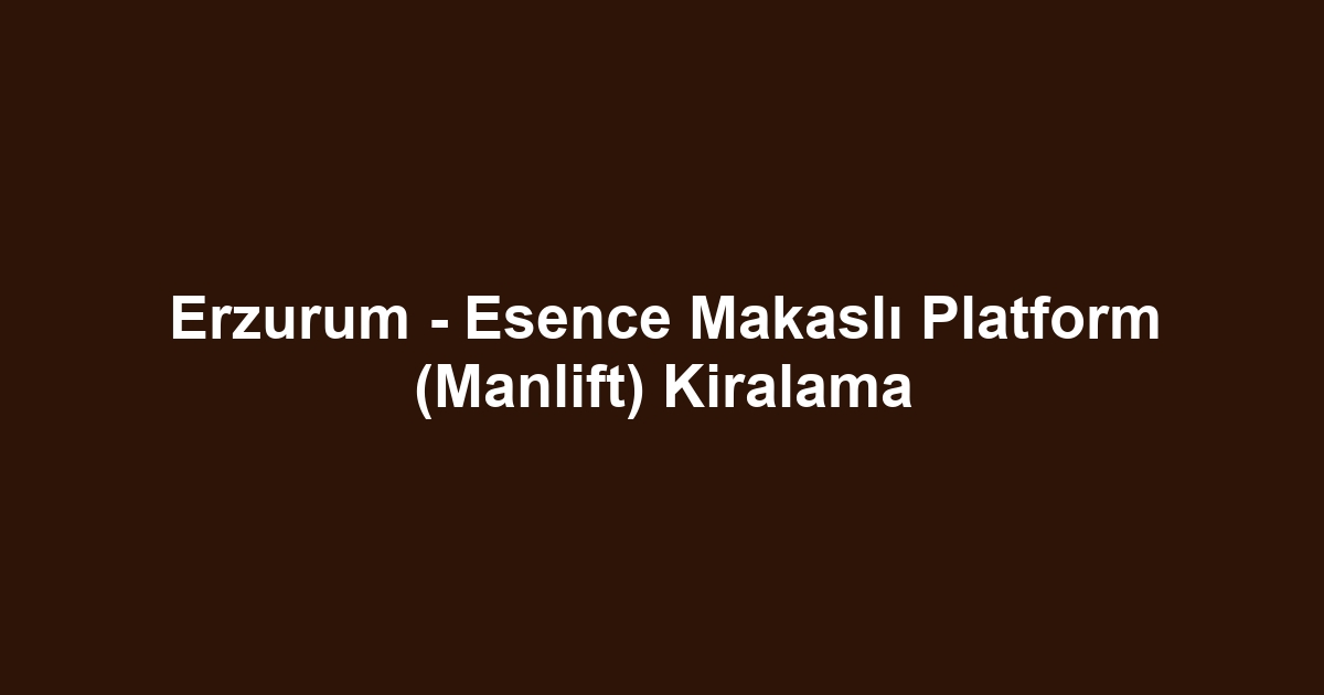Erzurum - Esence Makaslı Platform (Manlift) Kiralama