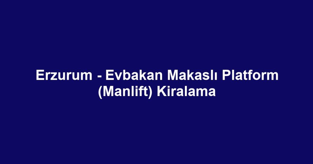 Erzurum - Evbakan Makaslı Platform (Manlift) Kiralama