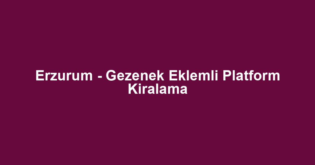 Erzurum - Gezenek Eklemli Platform Kiralama