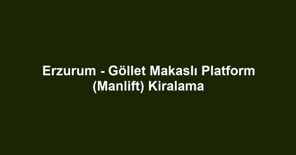 Erzurum - Göllet Makaslı Platform (Manlift) Kiralama