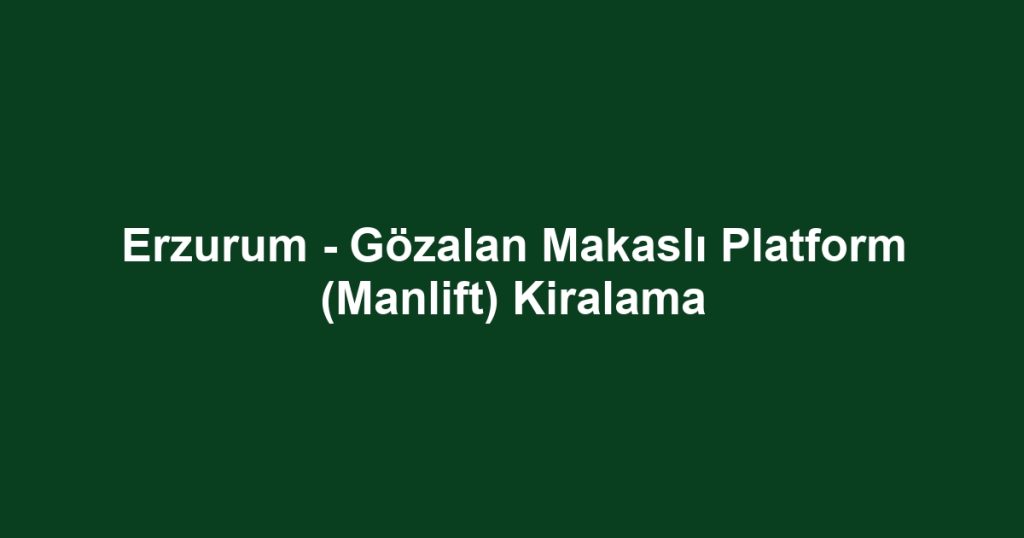 Erzurum - Gözalan Makaslı Platform (Manlift) Kiralama