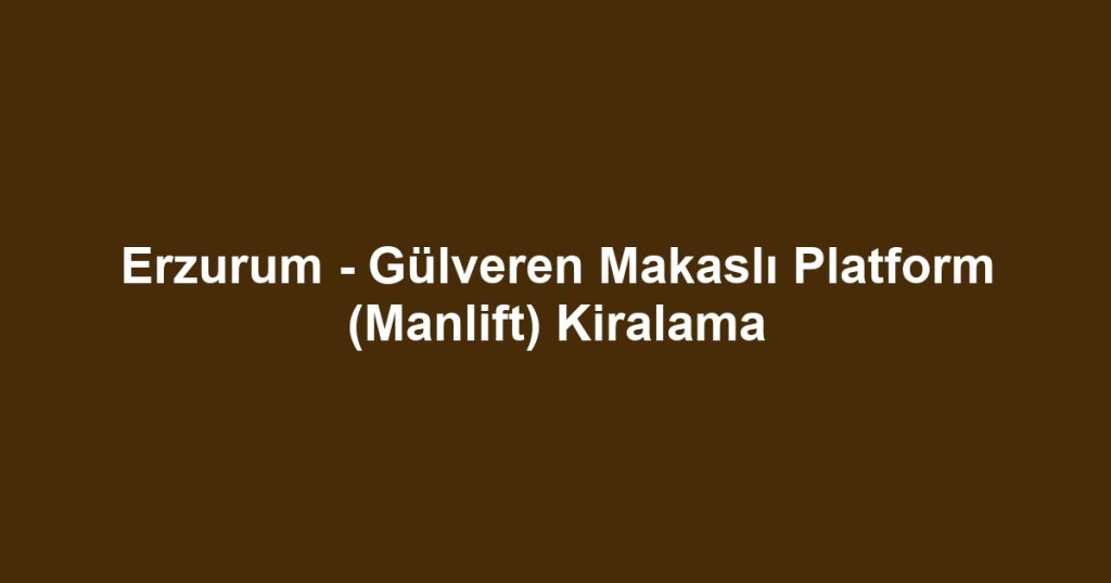 Erzurum - Gülveren Makaslı Platform (Manlift) Kiralama