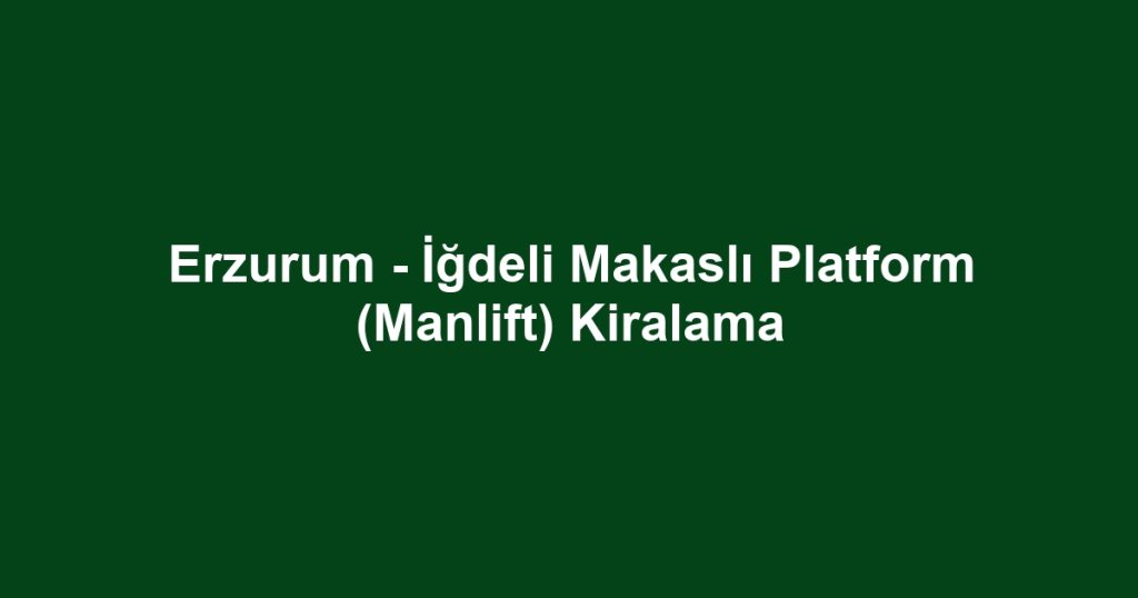Erzurum - İğdeli Makaslı Platform (Manlift) Kiralama