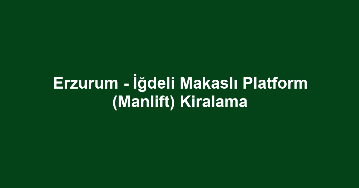 Erzurum - İğdeli Makaslı Platform (Manlift) Kiralama