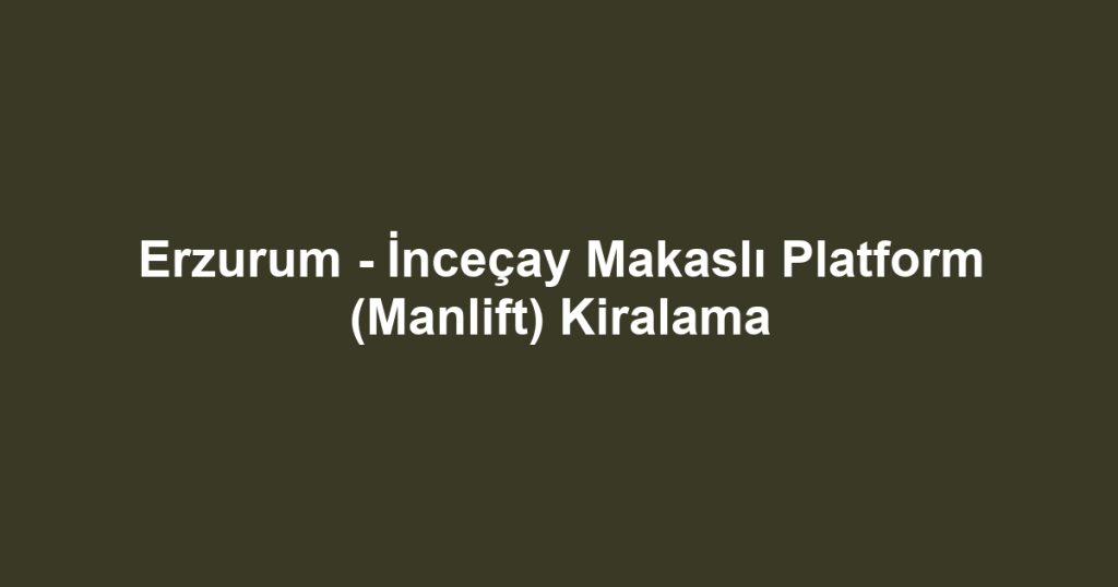 Erzurum - İnceçay Makaslı Platform (Manlift) Kiralama