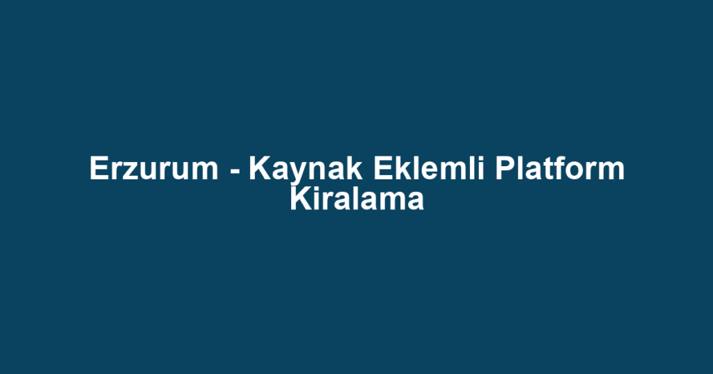 Erzurum - Kaynak Eklemli Platform Kiralama