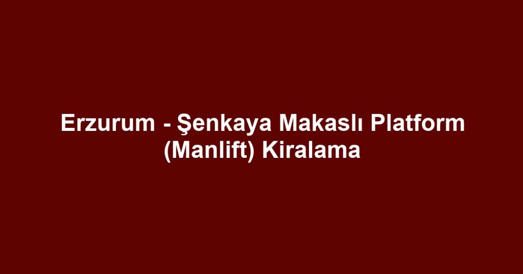 Erzurum - Şenkaya Makaslı Platform (Manlift) Kiralama
