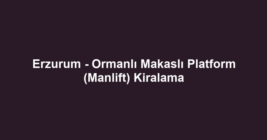 Erzurum - Ormanlı Makaslı Platform (Manlift) Kiralama