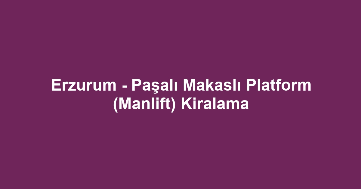 Erzurum - Paşalı Makaslı Platform (Manlift) Kiralama