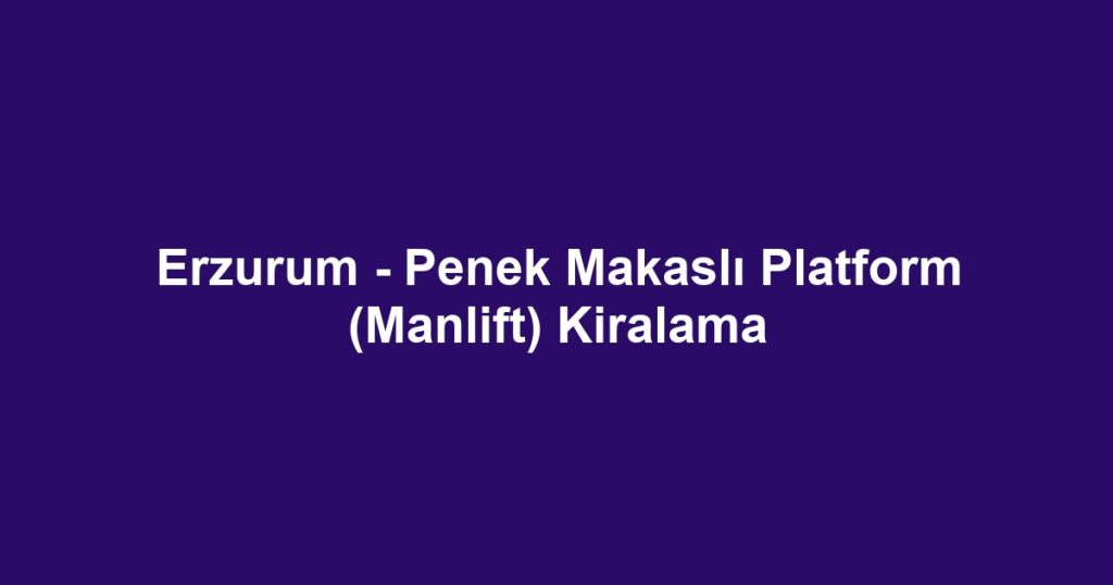 Erzurum - Penek Makaslı Platform (Manlift) Kiralama