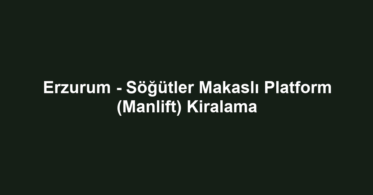 Erzurum - Söğütler Makaslı Platform (Manlift) Kiralama