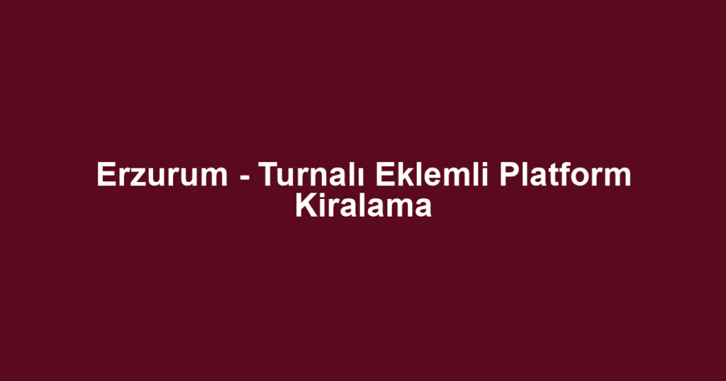 Erzurum - Turnalı Eklemli Platform Kiralama