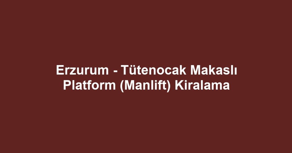 Erzurum - Tütenocak Makaslı Platform (Manlift) Kiralama