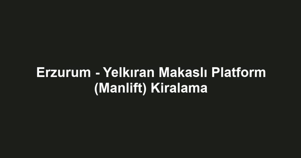 Erzurum - Yelkıran Makaslı Platform (Manlift) Kiralama