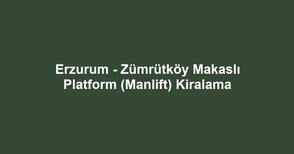 Erzurum - Zümrütköy Makaslı Platform (Manlift) Kiralama