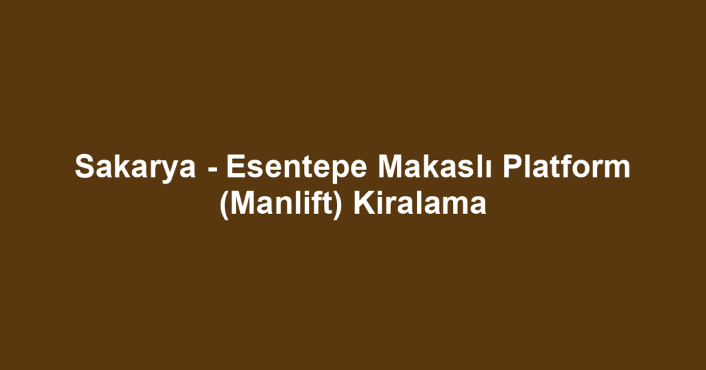 Sakarya - Esentepe Makaslı Platform (Manlift) Kiralama