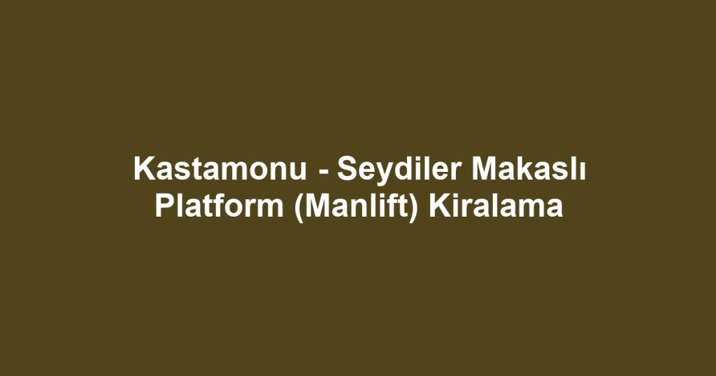 Kastamonu - Seydiler Makaslı Platform (Manlift) Kiralama