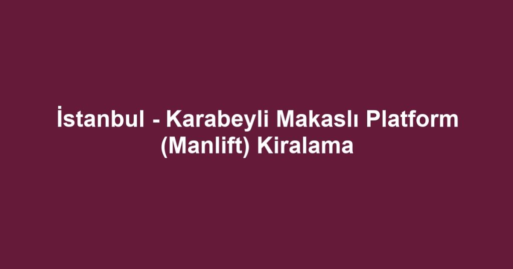 İstanbul - Karabeyli Makaslı Platform (Manlift) Kiralama