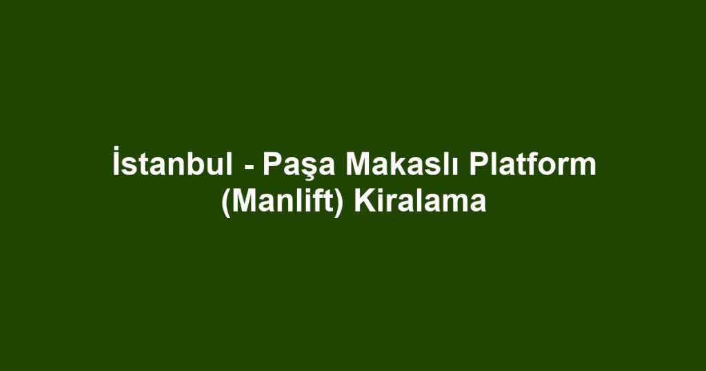 İstanbul - Paşa Makaslı Platform (Manlift) Kiralama